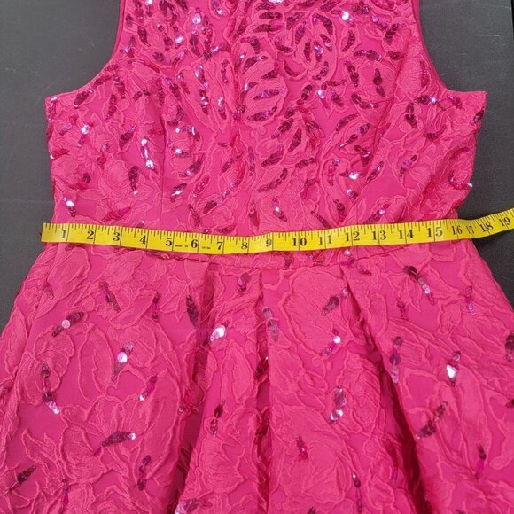 Sachin & Babi Ashley Brocade Midi Dress Pink Glitter Pockets Lined Prom Formal - Picture 14 of 16